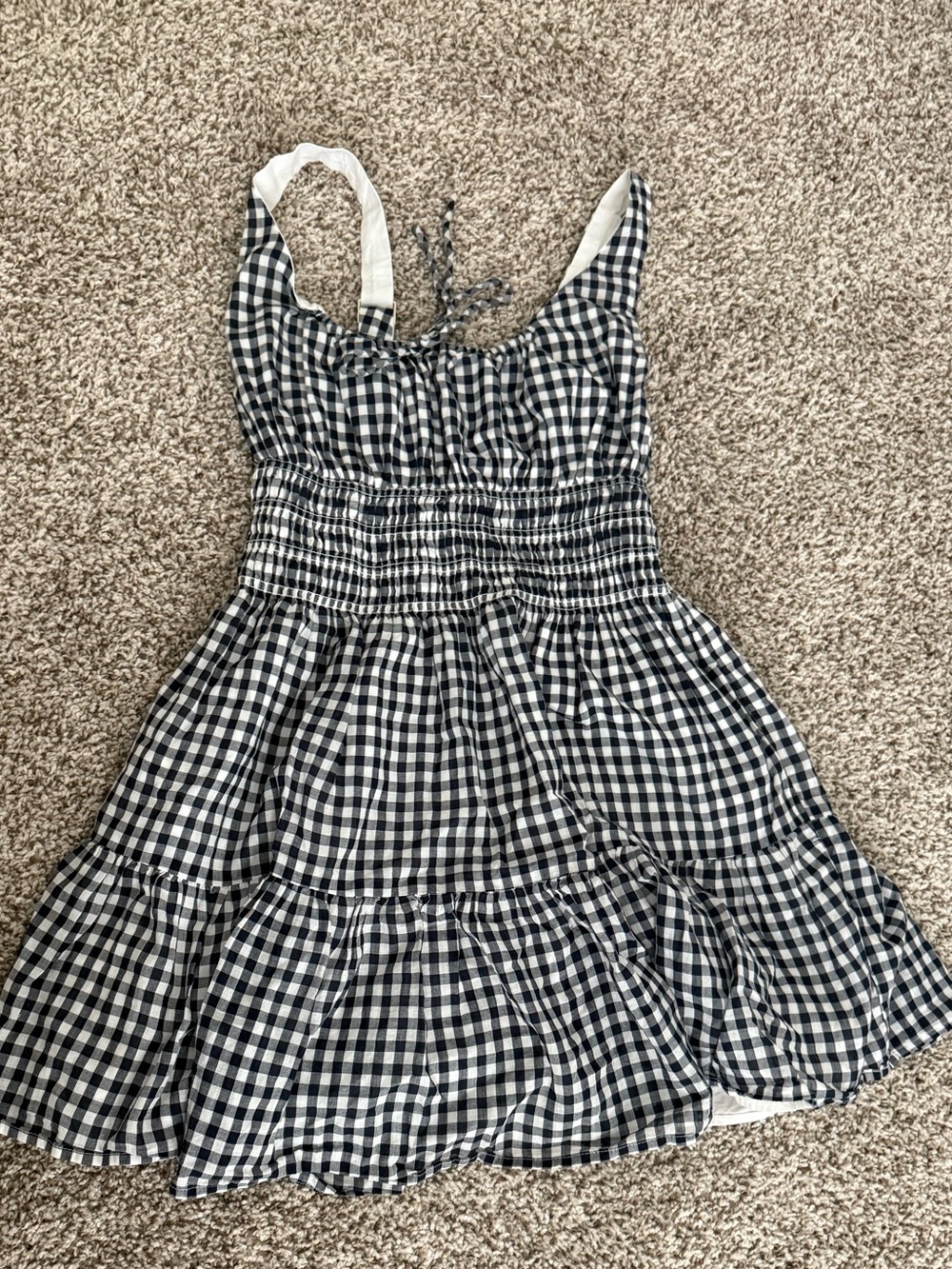 Abercrombie & Fitch Black and White Gingham Mini Sundress